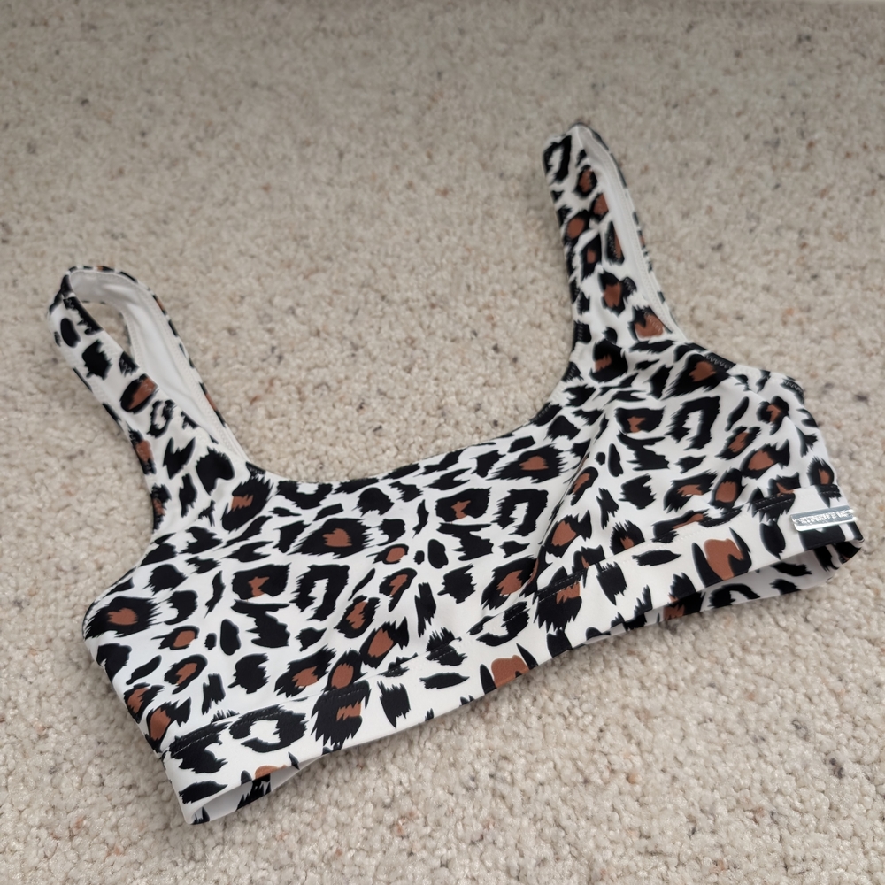 Ryderwear Leopard Print Swim Top - Black, White, Brown
